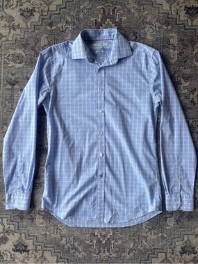 crown & ivy Light Blue Plaid Men's Dress Shirt